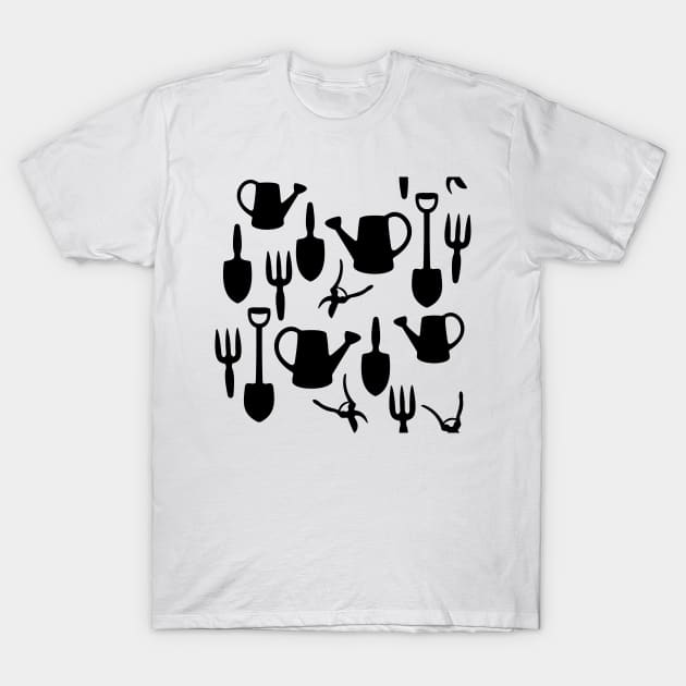 Gardener Black Pattern T-Shirt by XOOXOO